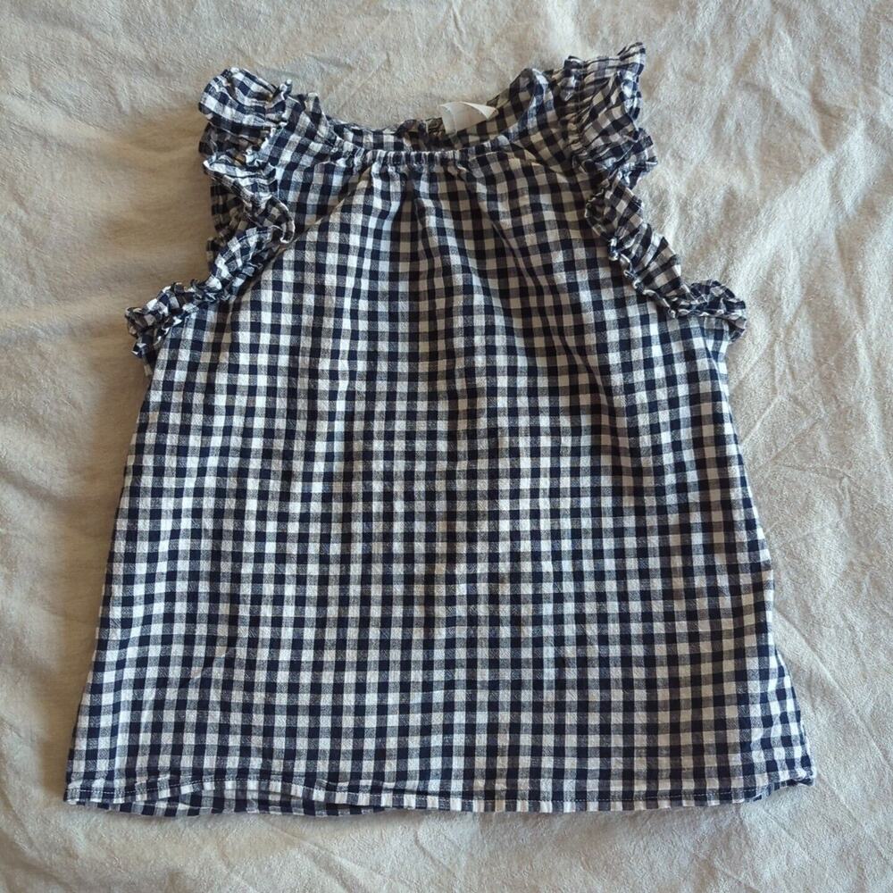 Crewcuts Black White Gingham Spring Summer Blouse Size M 100% Cotton